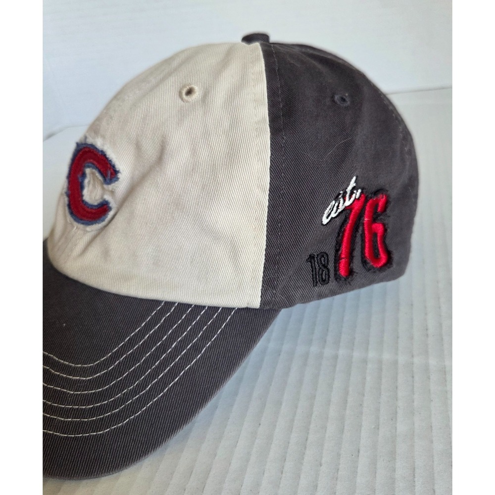 Chicago Cubs Hat Baseball Cap OSFA Gray and Tan Snapback Adjustable Distressed - Picture 2 of 10